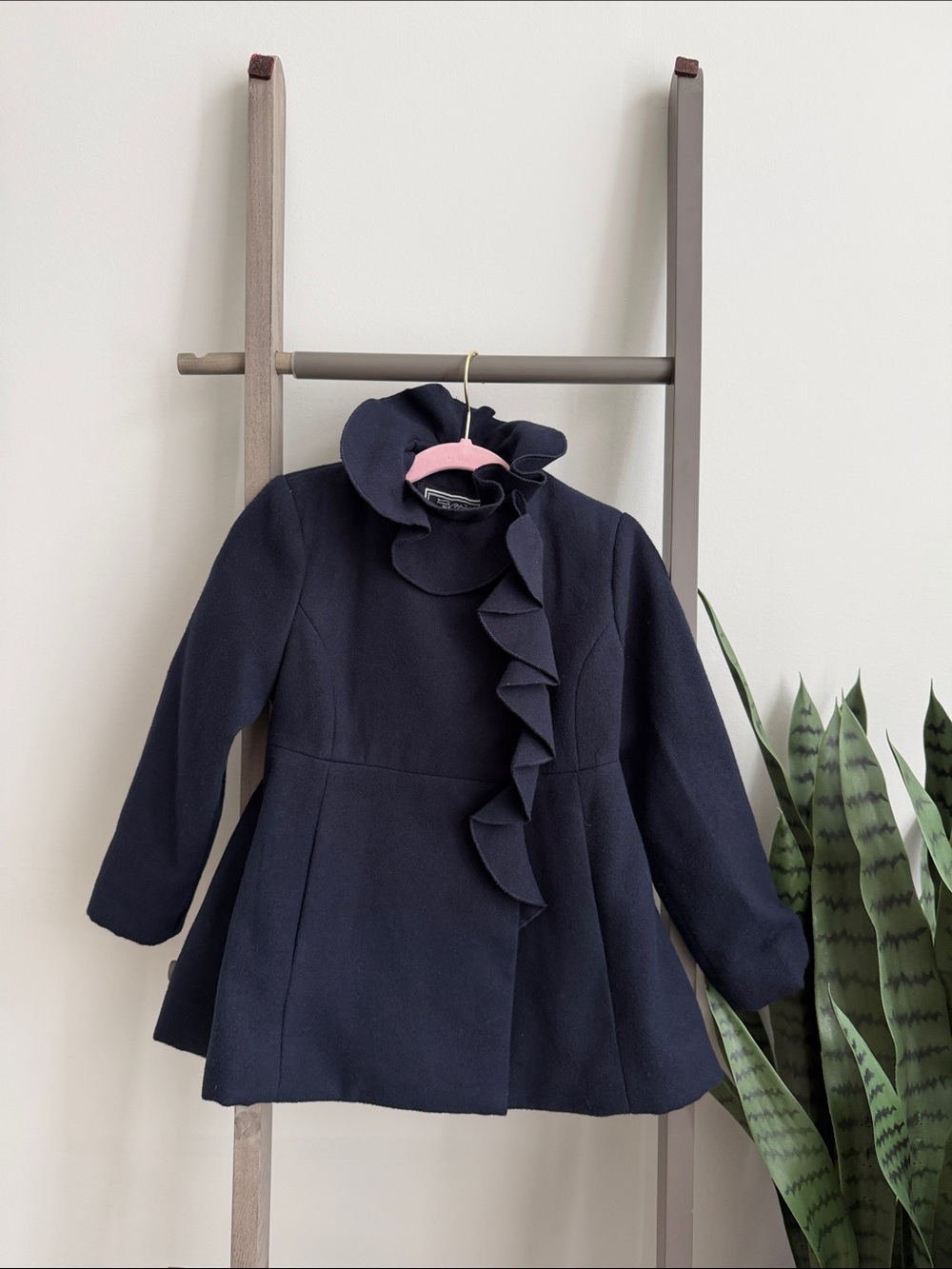 Rothschild Girls' Navy Ruffle-Front Coat - Classic Kids Jacket